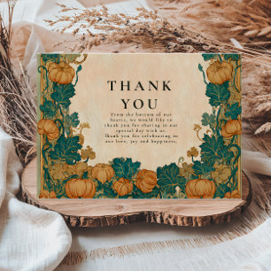 Cartão De Agradecimento Vintage Pumpkin Harvest Wedding