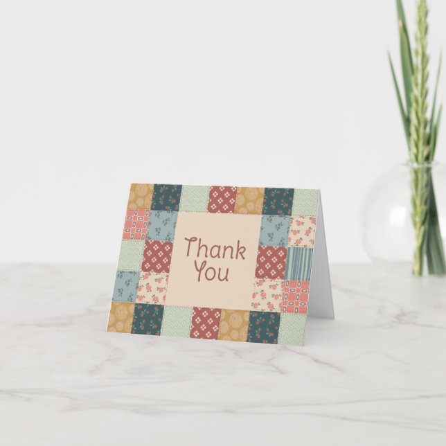 Cartão De Agradecimento Vintage Quilt Baby Shower  (Frente)