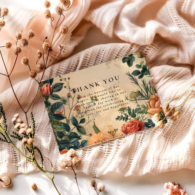 Cartão De Agradecimento Vintage Rose Garden Wedding (Criador carregado)