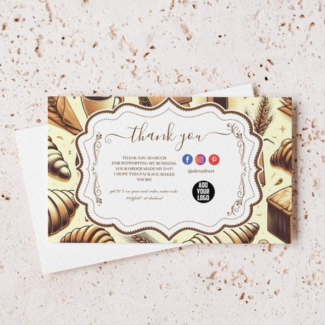 Cartão De Agradecimento Vintage Rustic Bakery (Criador carregado)