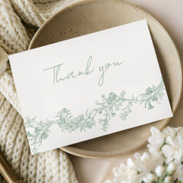 Cartão De Agradecimento Vintage Sage Floral Wedding Thank You Card