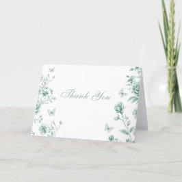 Cartão De Agradecimento Vintage Sage Green Casamento Encantado