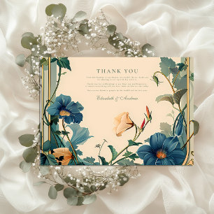 Cartão De Agradecimento Vintage Sapphire Bloom Frame Weding