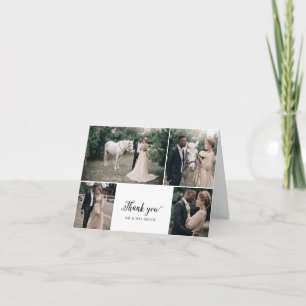 Cartão De Agradecimento Vintage Script 4 Colagem de Fotos: Casamento Dobra