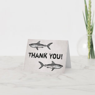 Cartão de Agradecimento Vintage Sharks
