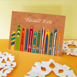 Cartão De Agradecimento Vintage Skis Customizable Message