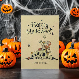 Cartão De Agradecimento Vintage Skull Trick Ou Trate Feliz Halloween