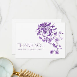 Cartão De Agradecimento Vintage Toile Francês Púrpura Chuveiro de Noiva Fl