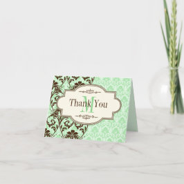 Cartão de Agradecimento Vintage Verde-Menta e com 