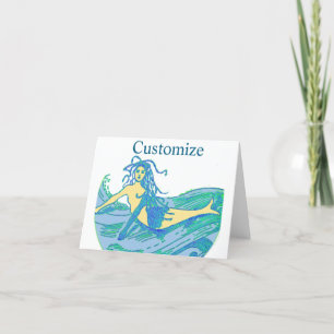 Cartão De Agradecimento Vintage Waverding Mermaid Thunder_Cove