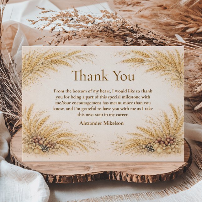 Cartão De Agradecimento Vintage Wheat Field Graduation Party (Criador carregado)