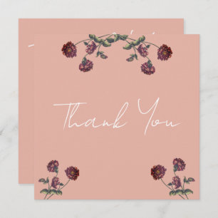 Cartão De Agradecimento Vintage Wildflower Chá de panela Dourada