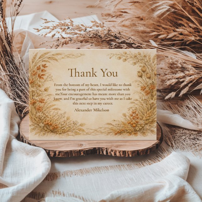 Cartão De Agradecimento Vintage Wildflower Graduation Party (Criador carregado)