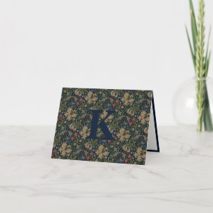 Cartão De Agradecimento Vintage William Morris Marinho Blue Red Chrysanthe