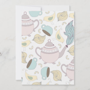 Cartão De Agradecimento Vintage Yellow Bird Teapol Pastel Blue Cup Tea