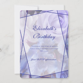 Cartão De Agradecimento Violet Blue Rose Garden Birthday Invitation Card