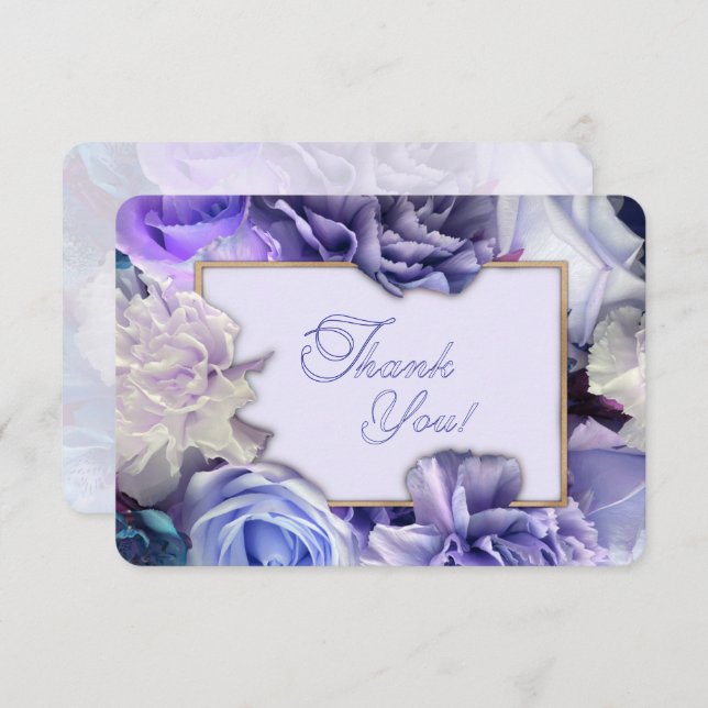 Cartão De Agradecimento Violet Blue Rose Thank You Card (Frente/Verso)