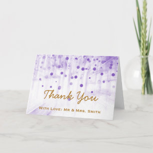 Cartão De Agradecimento Violet Glitter Confetti Sparkles Pontos Obrigado