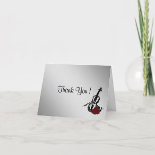 Cartão De Agradecimento Violino Silver Obrigado Vazio