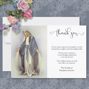 Cartão De Agradecimento Virgem Católica Religiosa Mary Condolence