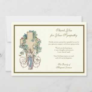 Cartão De Agradecimento Virgem Católica Religiosa Mary Condolência Flora