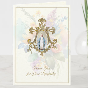 Cartão De Agradecimento Virgem Floral Mary Condolência Funeral Católica