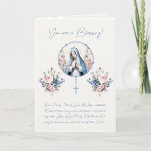 Cartão De Agradecimento Virgem Maria Floral Católica Versículo da Escritur