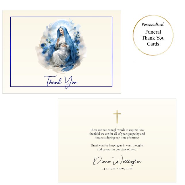 Cartão De Agradecimento Virgem Maria Funeral Católica Romana (Criador carregado)