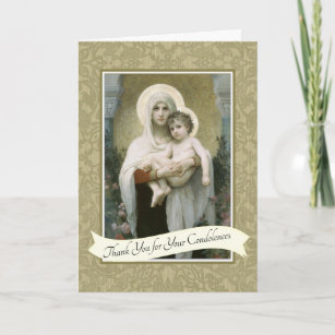 Cartão De Agradecimento Virgem Maria Jesus Condolência Católica Obrigado