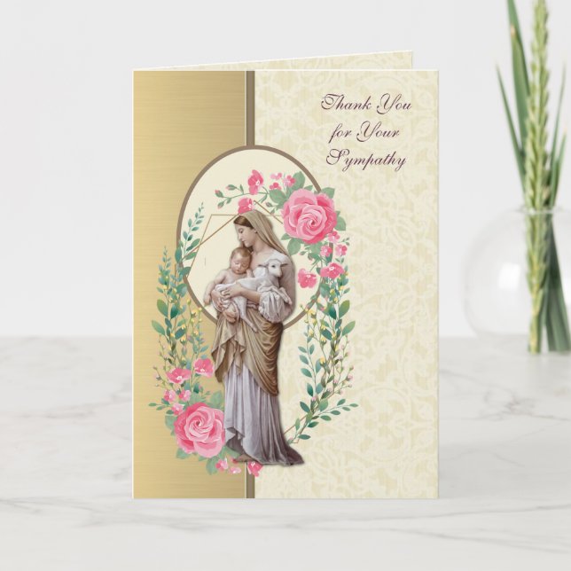 Cartão De Agradecimento Virgem Religiosa Mary Condolência Jesus Obrigado (Frente)