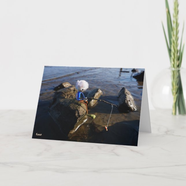 Cartão De Agradecimento Vissende Fubby op een steen. (Frente)