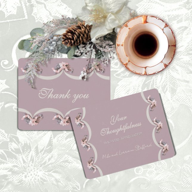 Cartão De Agradecimento Vitoriano Floral Tapeçaria na Rosa Obrigado (Criador carregado)