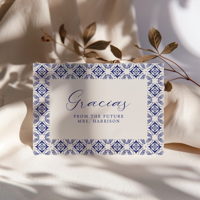 Cartão De Agradecimento Viva La Novia Blue Talavera Chá de panela (Criador carregado)