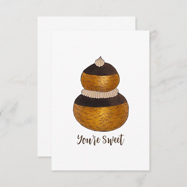 Cartão De Agradecimento Você é doce Obrigado Cream Puff Choux Bun Paery (Frente/Verso)