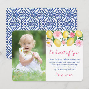 Cartão De Agradecimento Você é Tão Doce Limões Positano Rosa Festa Foto