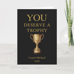 Cartão De Agradecimento Você Merece um Troféu Coach Divertido Time Elegant