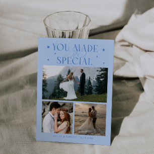 Cartão De Agradecimento Você Tornou Especial Foto de Casamento Azul Gélido