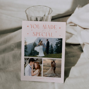Cartão De Agradecimento Você Tornou Especial Foto de Casamento Pêssego