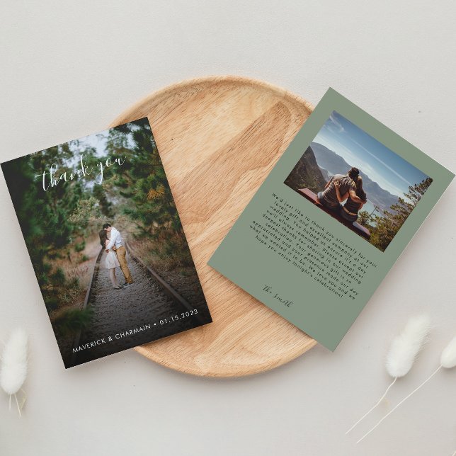 Cartão De Agradecimento Voltar para trás Foto do Simple Sage Green (Criador carregado)