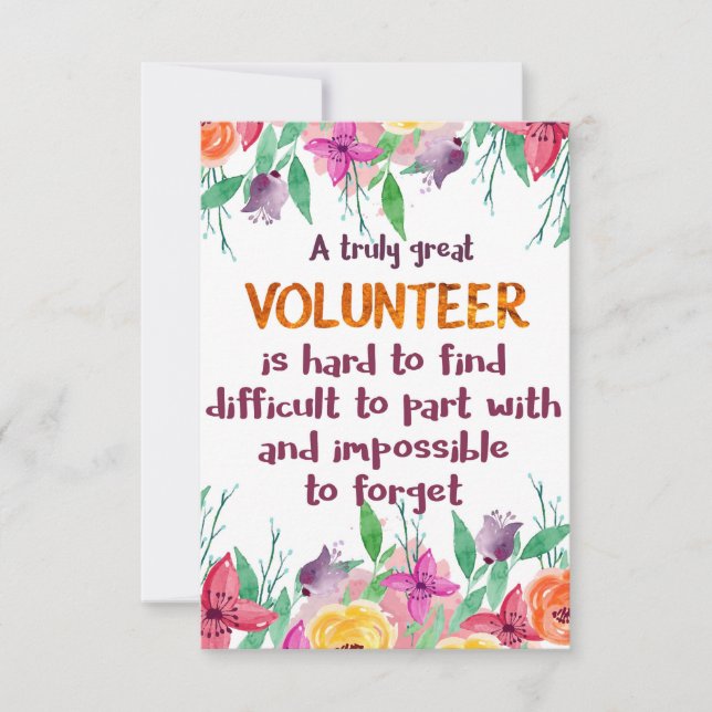 Cartão De Agradecimento Voluntário Obrigado Presente de Apreciação do Volu (Frente)