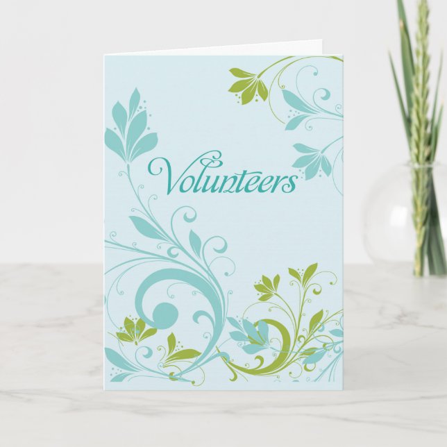 Cartão De Agradecimento Volunteer Thank You Teal & Green Swirls (Frente)