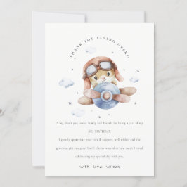 Cartão De Agradecimento Voo Bonito Sobre Estrelas de Ursinho de Avião de M