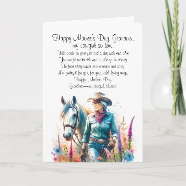 Cartão De Agradecimento Vovó Cowgirl (Frente)