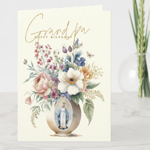 Cartão De Agradecimento Vovô Feliz Aniversário Religião Floral