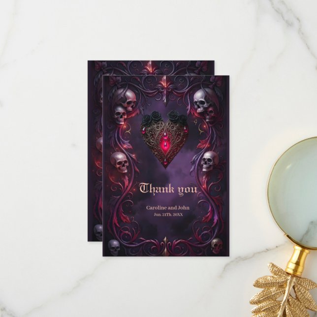 Cartão De Agradecimento Vows Beyond the Veil – Gothic Wedding (Frente/Verso In Situ)