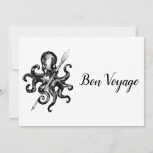 Cartão De Agradecimento Voyage Preto Octopus Bon