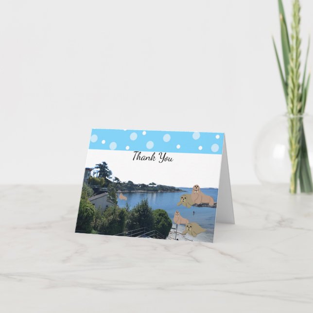 Cartão De Agradecimento Walrus e Sea Lions Obrigado (Frente)