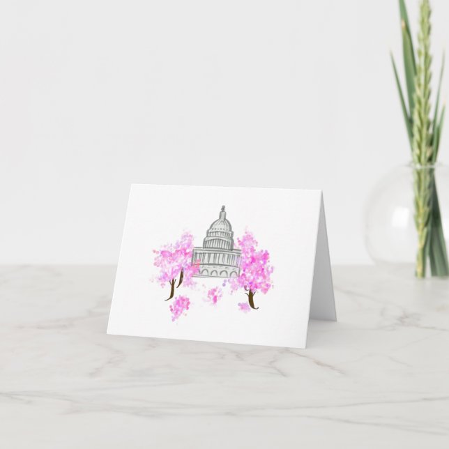 Cartão De Agradecimento Washington D.C./Capitol/Cherry Blossom Notecard (Frente)