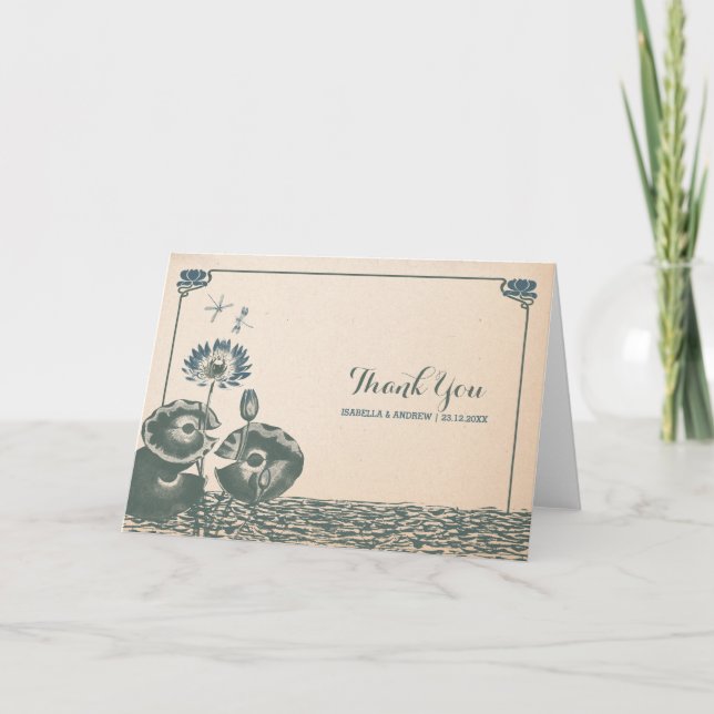 Cartão De Agradecimento Water lily and dragonfly (Frente)