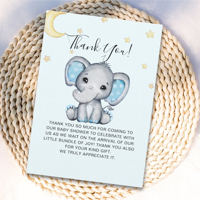 Cartão De Agradecimento Watercolor Baby Shower Elephant Theme (Criador carregado)